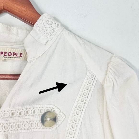 Free People Ariana Lace Trim Linen Military-Inspired Jacket White Size XS - Picture 9 of 15